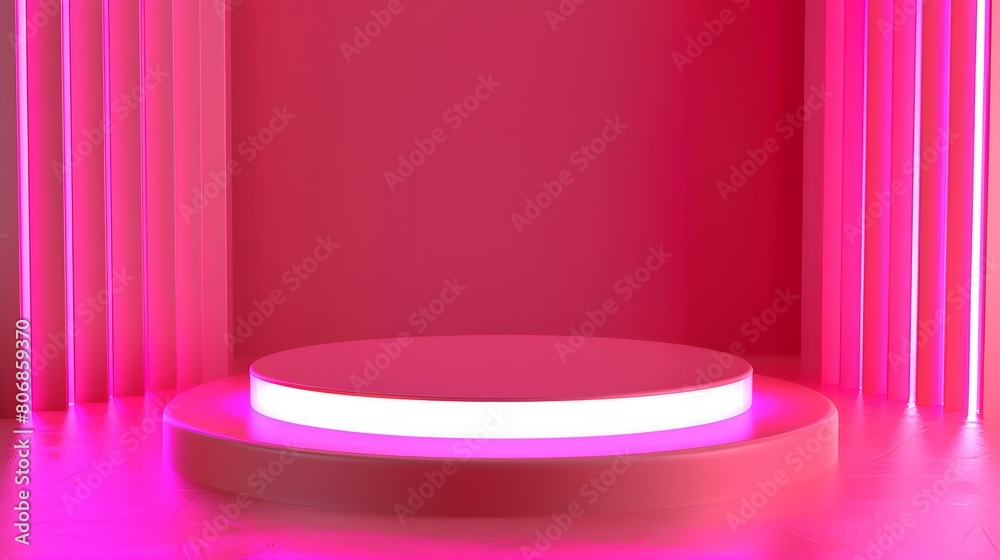3d pink neon product platform 3d pink neon product platform