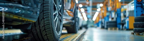 Wallpaper Mural A technician at an automotive service center, working on changing a cars tires from winter to summer versions, with a focus on safety and performance enhancement Torontodigital.ca