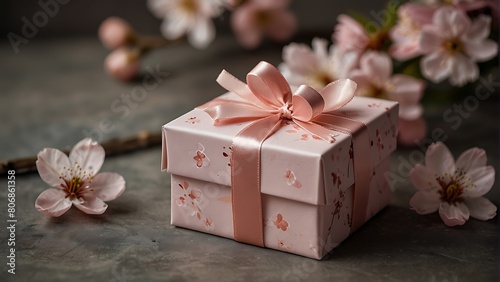 pink gift box with flowers Springtime Surprise Gift Box with Cherry Blossoms