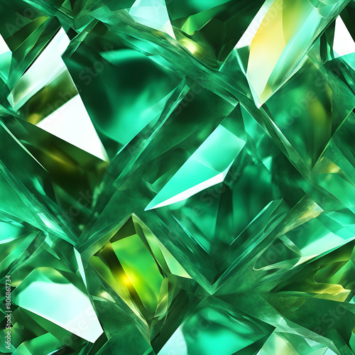 Emerald Crystal Creative Abstract Photorealistic Texture. Screen Wallpaper. Digiral Art. 