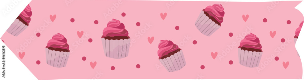 Strawberry cupcakes washi tape on transparent background.
Strawberry cupcakes washi tape on transparent background.