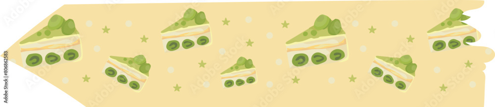 Matcha cake washi tape on transparent background.
Matcha cake washi tape on transparent background.