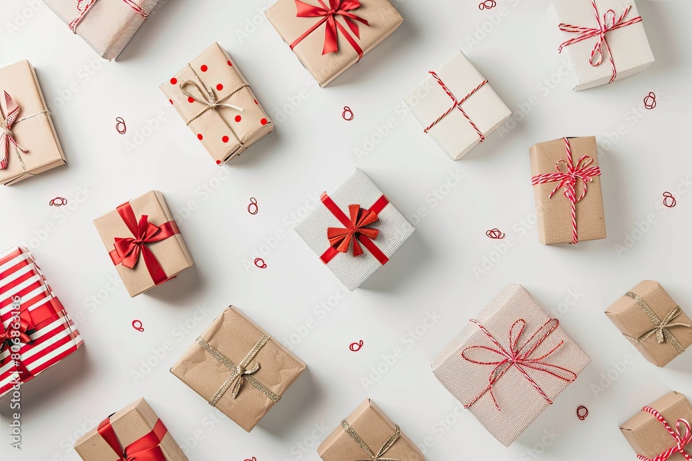 Many Gift Boxes on White Background, Celebration, Presents, Holiday Many Gift Boxes on White Background, Celebration, Presents, Holiday