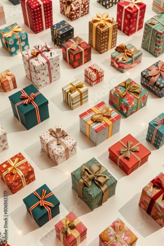 Many Gift Boxes on White Background, Celebration, Presents, Holiday