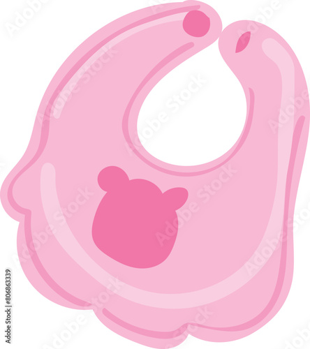 Cartoon baby bib illustration on transparent background.
