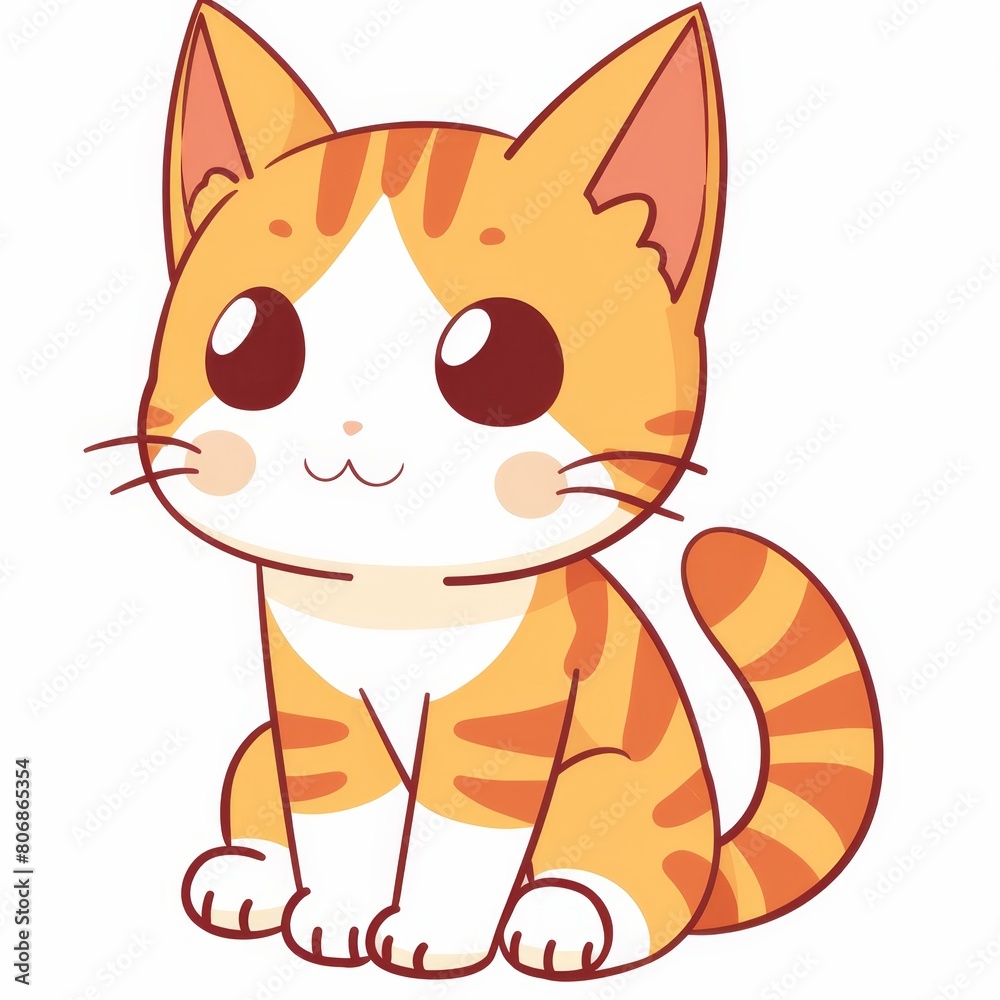 A charming orange and white feline with large expressive eyes sits down, gazing sadly at the camera A charming orange and white feline with large expressive eyes sits down, gazing sadly at the camera