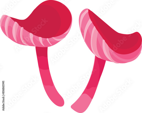 Pink mushroom illustration on transparent background.
