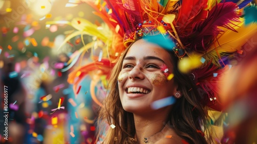 Woman at Colorful Carnival Celebration photo