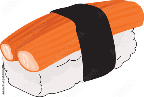 Crab stick sushi illustration, Transparent background.
