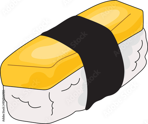 Tamago sushi illustration on transparent background.
