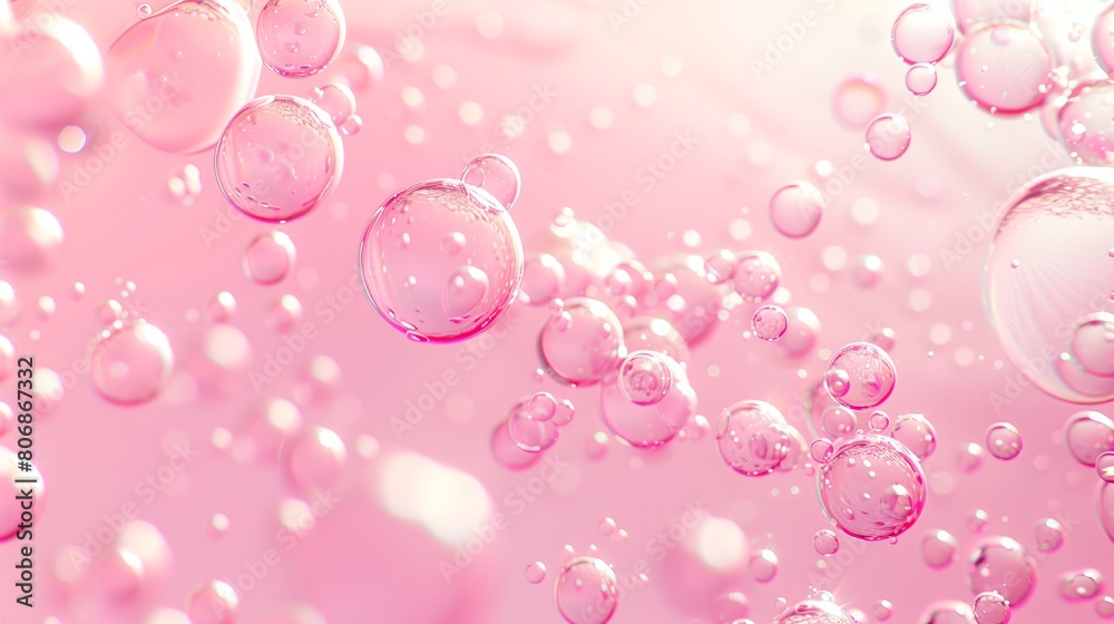Flowing water bubbles in light pink gradient on minimalistic background. Flowing water bubbles in light pink gradient on minimalistic background.