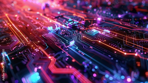 an abstract image of computer electronics creating an exponential curve, techno