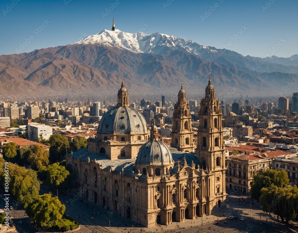 Experience the charm of Santiago's skyline, with its historic landmarks such as the Plaza de Armas and the Metropolitan Cathedral set against the backdrop of the Andes Mountains