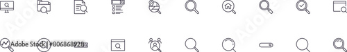 Magnifying glass and search vector images collection. Simple linear illustration that can be used as a design element for apps and websites