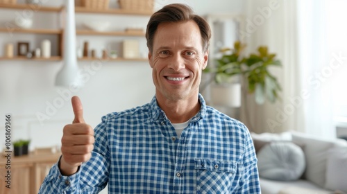 Smiling Man Giving Thumbs Up photo