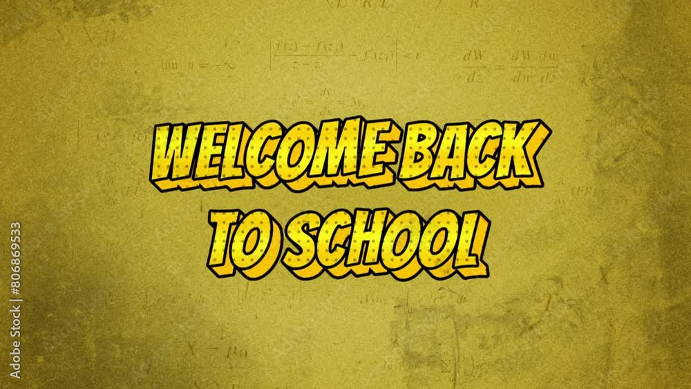 Welcome Back to School title animation on a grunge background. 4K