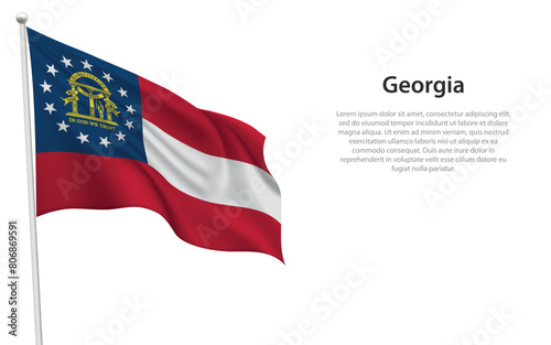 Isolated waving flag of Georgia is a state United States Free Download Isolated waving flag of Georgia is a state United States - GFXLoad