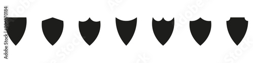 Shield icons set. Shield shape icons. Symbol shape. Different shields collection. Police badge. Security sumbol. Protect shield flat style.
