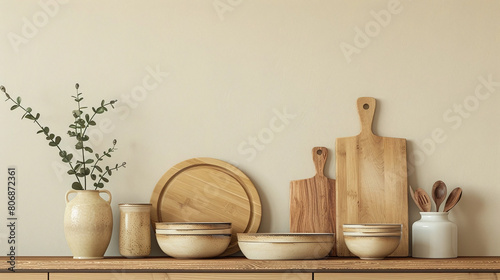 Eco-Chic Kitchen Dreams: Bamboo Cutti Masterpiece Mockup photo