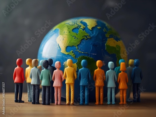 World population day concept illustrations with earth and people