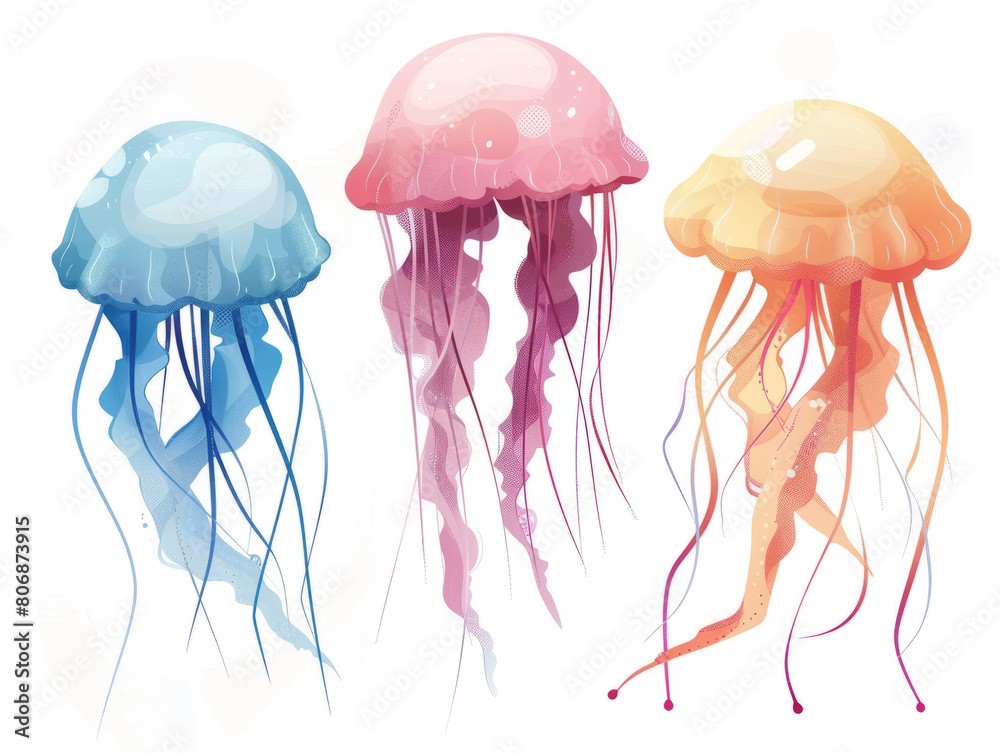 Cute jellyfish on white background illustration Cute jellyfish on white background illustration