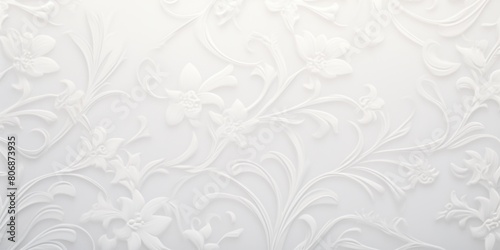 White soft pastel color background parchment with a thin barely noticeable floral ornament  wallpaper copy space  vintage design blank copyspace