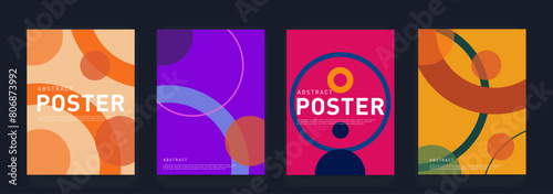 Circle Seamless Lines with Abstract Rings, Ripple. Abstract 3d Pattern in Green, Red, Orange, Purple Colors. Background Geometric Figure for Poster, Banner, Placard, Cover, Advertising. 