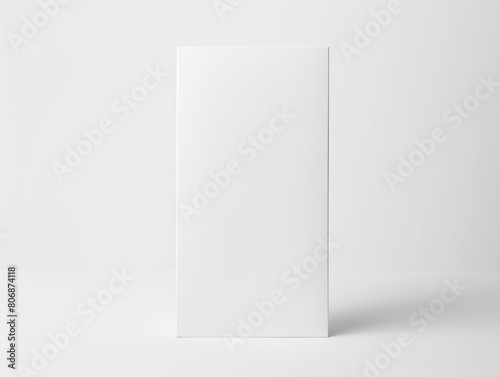 White tall product box copy space is isolated against a white background for ad advertising sale alert or news blank copyspace for design text photo website 