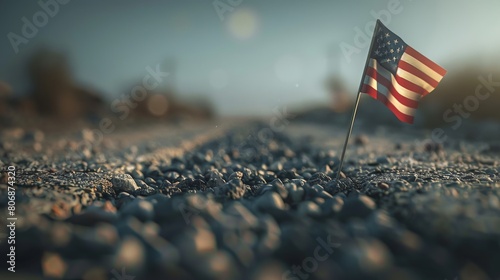 Cinematic photo, symbolic photo of USA with a flag, US Memorial Day photo