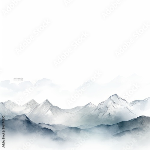 White tones watercolor mountain range on white background with copy space display products blank copyspace for design text photo website web banner  © Lenhard