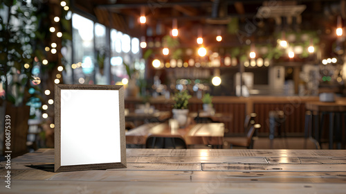 Label the Menu Frame in a Bar Restaurant with White Sheet  Creative Mockup for Branding Presentation  Generative Ai  