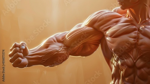 Pumping Powerhouse: Render the muscular structure of the human biceps, symbolizing strength, agility, and physical prowess. photo