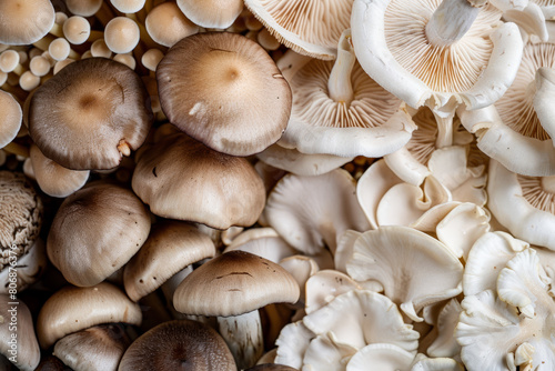 A cluster of fresh, earthy mushrooms offers a close-up view of nature's intricate textures.