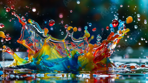 Vibrant Paint Collision in Water