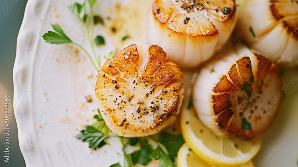 Seared Scallops on Cream Sauce with Herbs Seared Scallops on Cream Sauce with Herbs