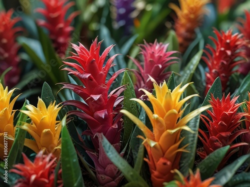colorful guzmania bromeliad plants