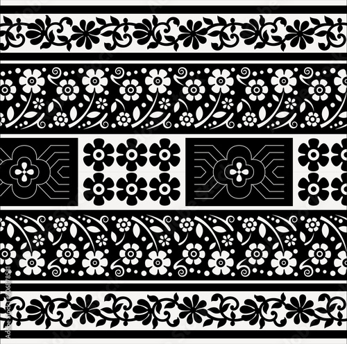 black and white geometrical border design.