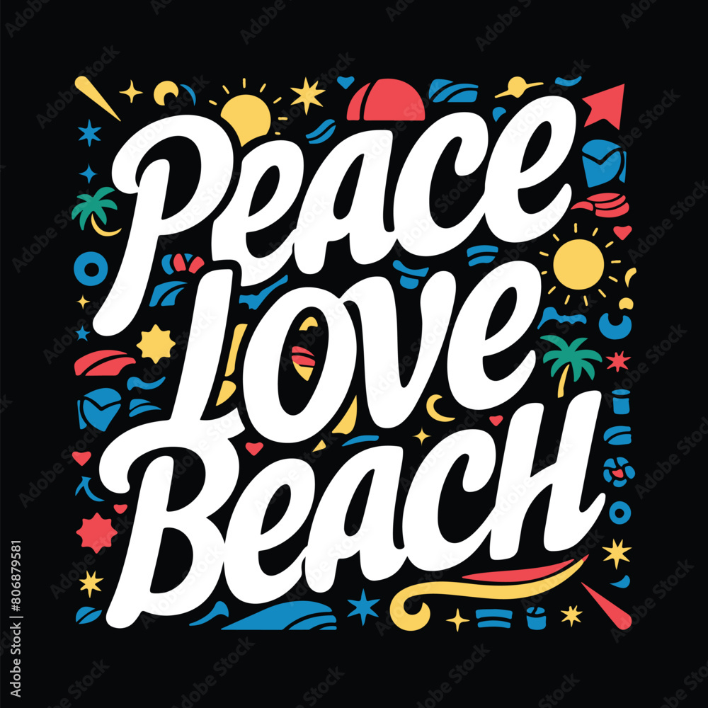 Peace Love Beach Summer beach t shirt design vector graphic