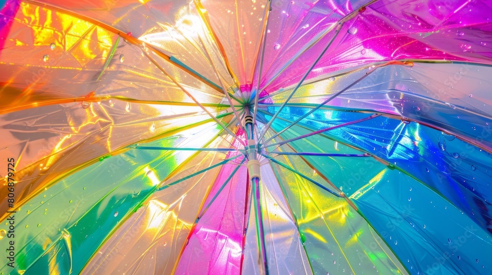 Fototapeta premium The upside-down umbrella caught rainbows instead of raindrops, creating a kaleidoscope of colors.