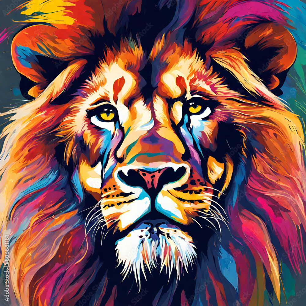 Fototapeta premium lion, leão, psicodelico, cores, psico, colors, psyco, colorido, background, prind, vectos, semeless background