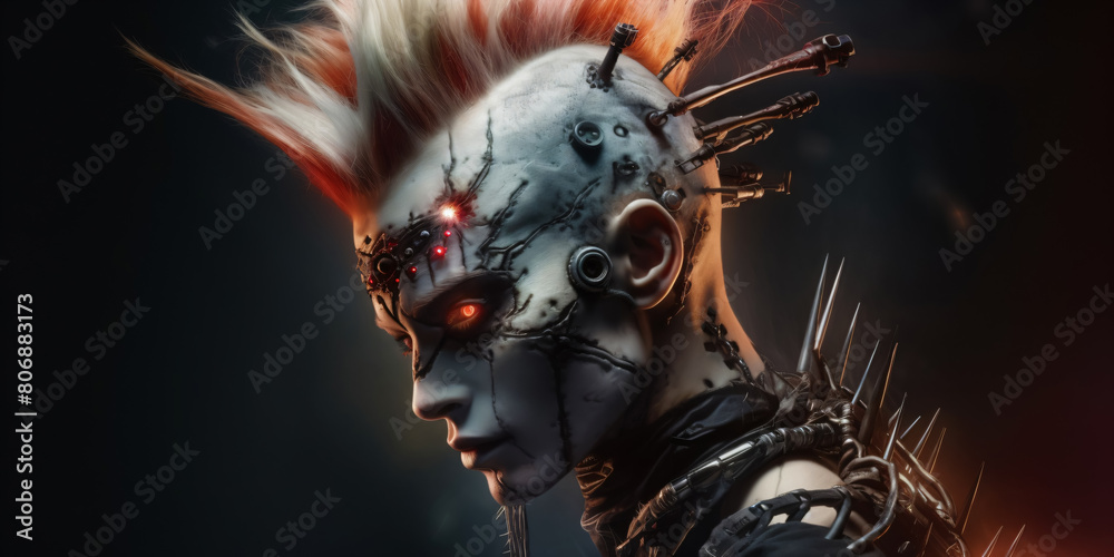 Fototapeta premium a crazy punk with mohawk hairstyle