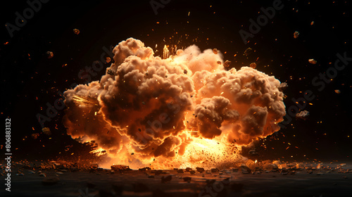 Explosive Image of a Nuclear Bomb Detonation with Mushroom Cloud Rising in the Sky, Catastrophic Destruction and Power, Generative Ai