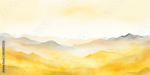 Yellow tones watercolor mountain range on white background with copy space display products blank copyspace for design text photo website web banner 
