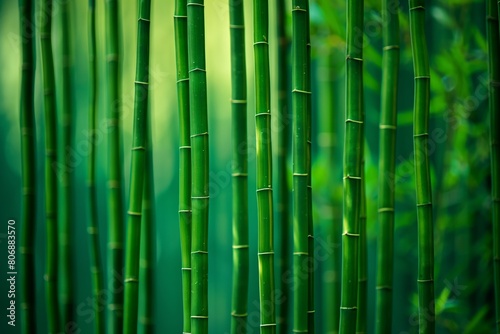 AI generated illustration of green bamboo plants in a forest