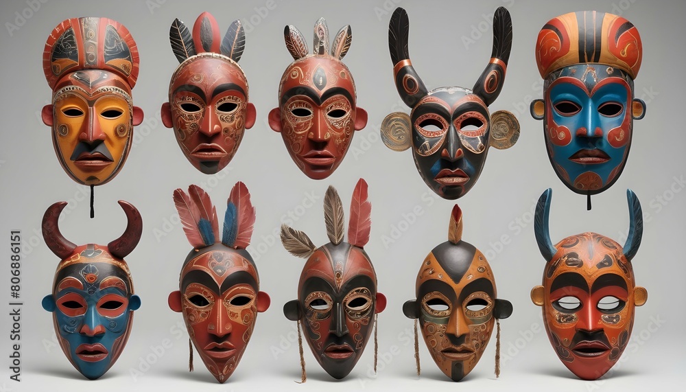 Traditional Folk Art Inspired Mask Collection Int Upscaled 4