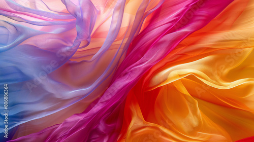 Vibrant Hues Flutter in the Wind: A Kaleidoscope of Colors as Fabric Dances Gracefully