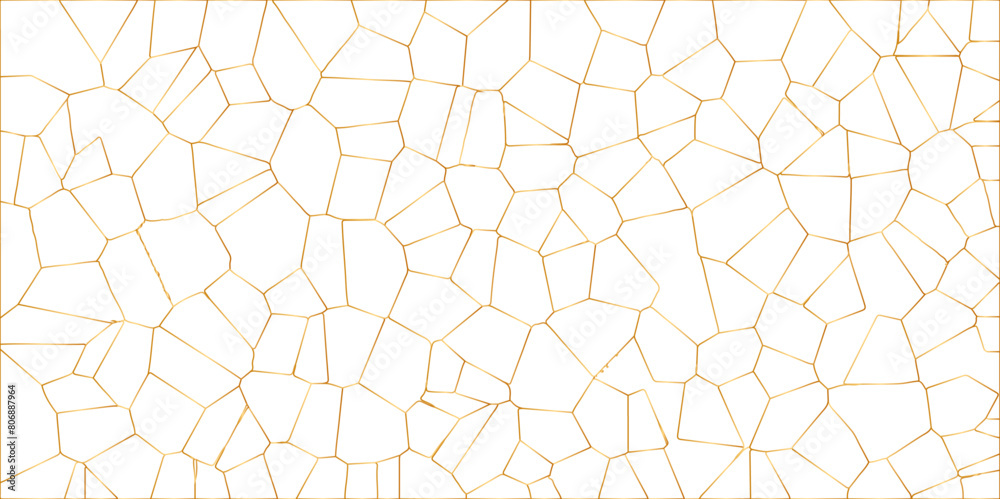 Golden gradient lines stroke abstract white crystalized broken glass background. Voronoi diagram background. abstract desktop texture design digital art wallpaper, vector illustration. Golden gradient lines stroke abstract white crystalized broken glass background. Voronoi diagram background. abstract desktop texture design digital art wallpaper, vector illustration.