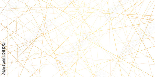 Abstract golden lines with white background polygonal shapes. Creative and geometric shape with white luxury pattern and paper texture design in illustration with white line background.