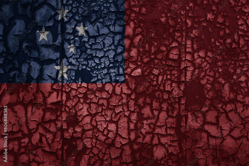 flag of Samoa on a old grunge metal rusty cracked wall background flag of Samoa on a old grunge metal rusty cracked wall background
