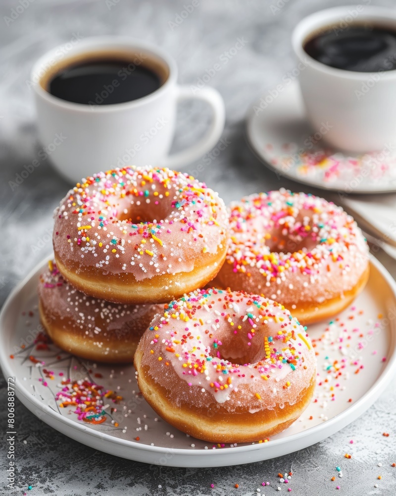 breakfast with donuts and black coffee breakfast with donuts and black coffee